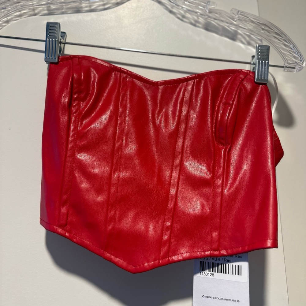 Red hot, cropped corset top from Princess Polly.